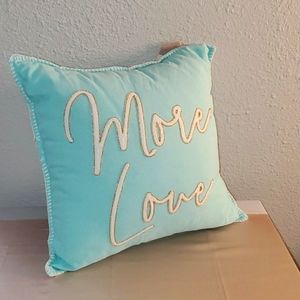 Turquoise "More Love" decorative pillow